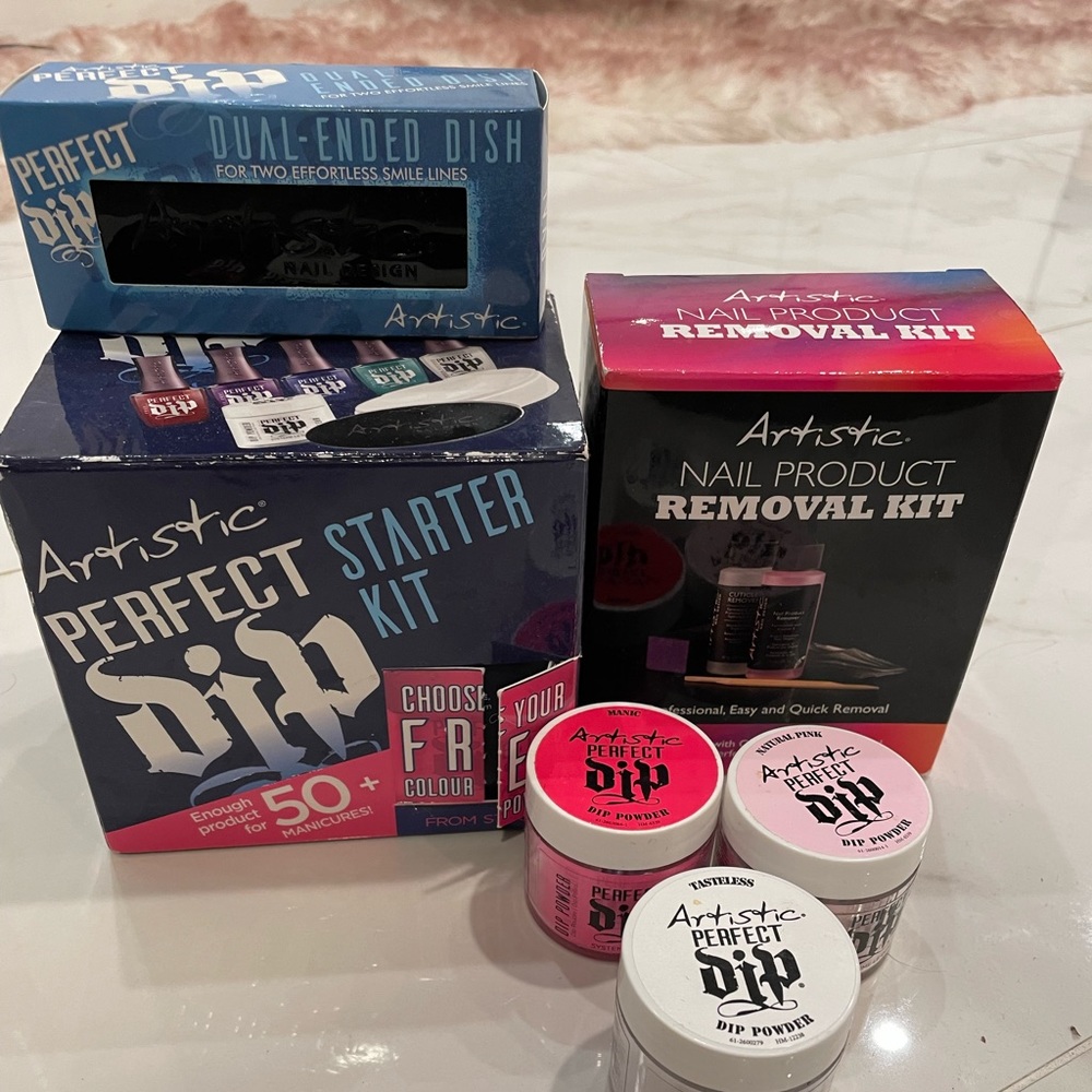 NWT Artistic Perfect nails starter kit and 3 powder dips and removal kit